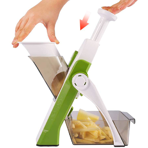 Multifuncional Cutter Appliance con bastón recto Dice Julienne corte cuchillas para verduras y todo tipo de frutas Verde ONCE FOR ALL